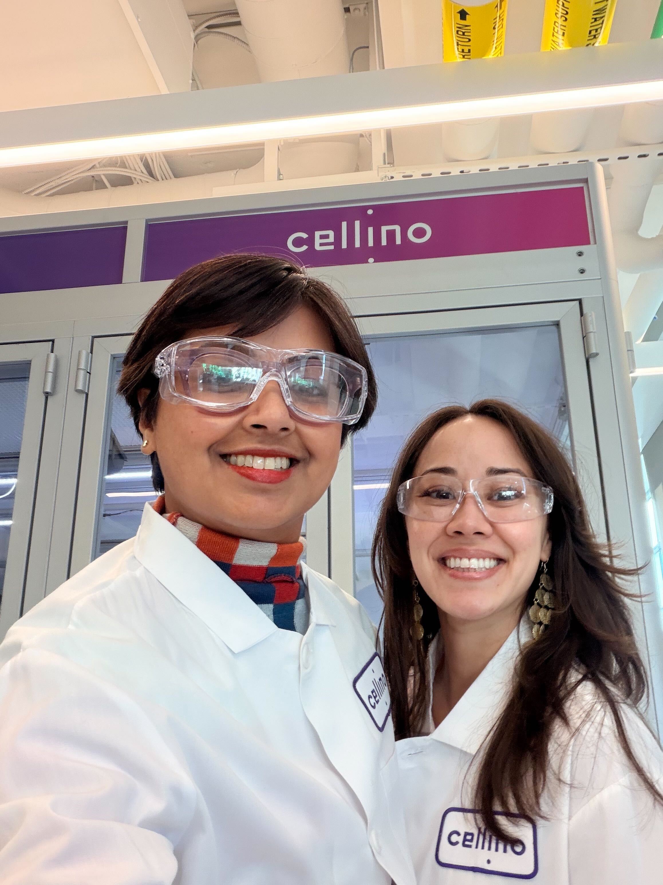 Nabiha Saklayen and Marinna Madrid in the Cellino lab